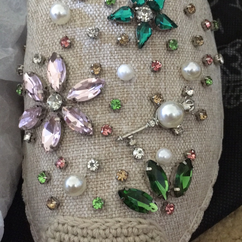 Almond Embellished Espadrille Flats